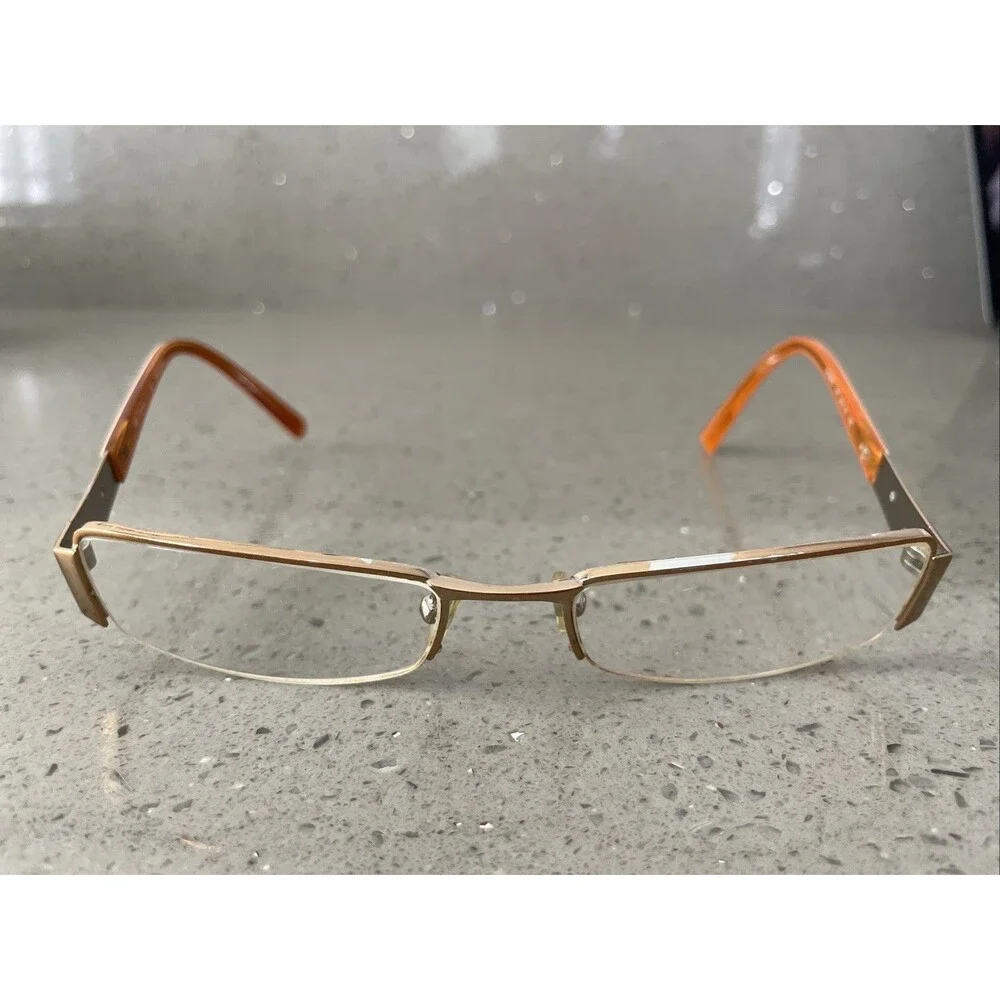 Vogue Half rim Eyeglasses FRAMES ONLY VO3619 740 52-18-135 Shiny Brown Orange